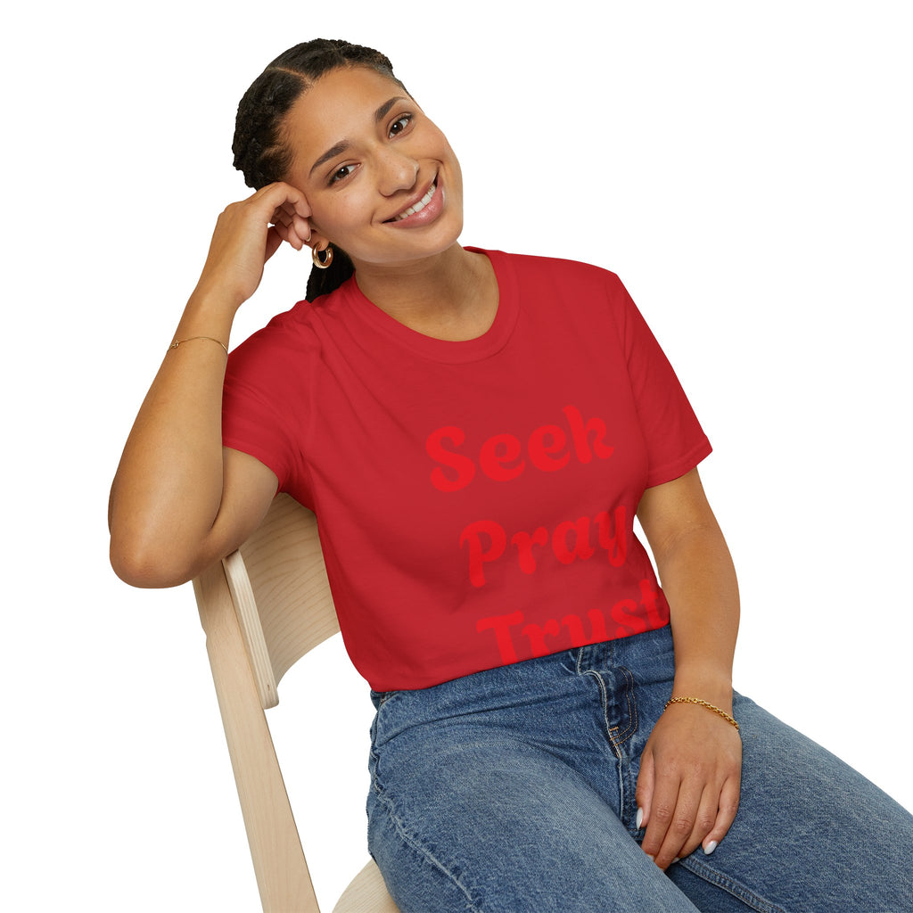C.G.G.  “Seek Pray Trust”Softstyle T-Shirt (text on front)