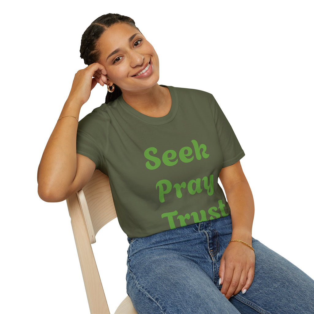 C.G.G.  “Seek Pray Trust”Softstyle T-Shirt (text on front)