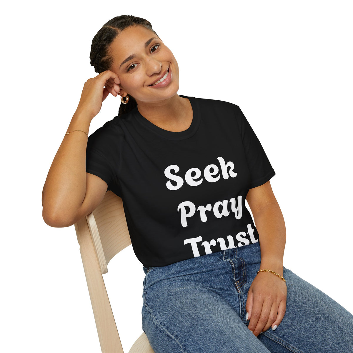 C.G.G.  “Seek Pray Trust”Softstyle T-Shirt (text on front)