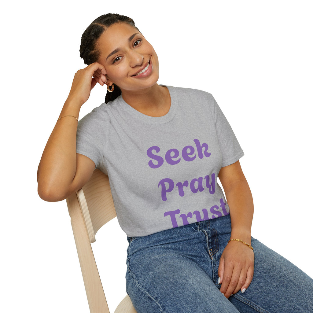 C.G.G.  “Seek Pray Trust”Softstyle T-Shirt (text on front)