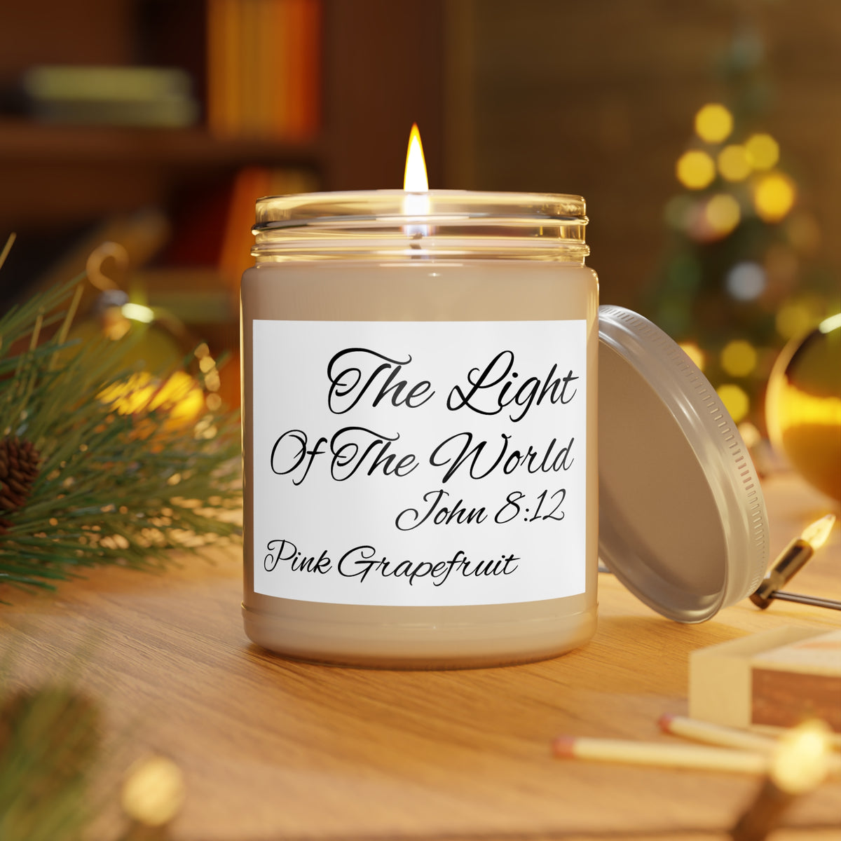C.G.G. “The Light of The World”John 8:12 Soy Candles with White Lid, 9oz
