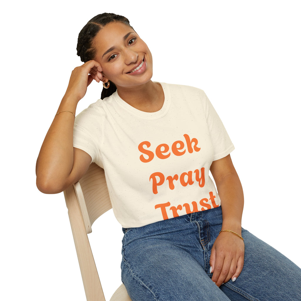 C.G.G.  “Seek Pray Trust”Softstyle T-Shirt (text on front)