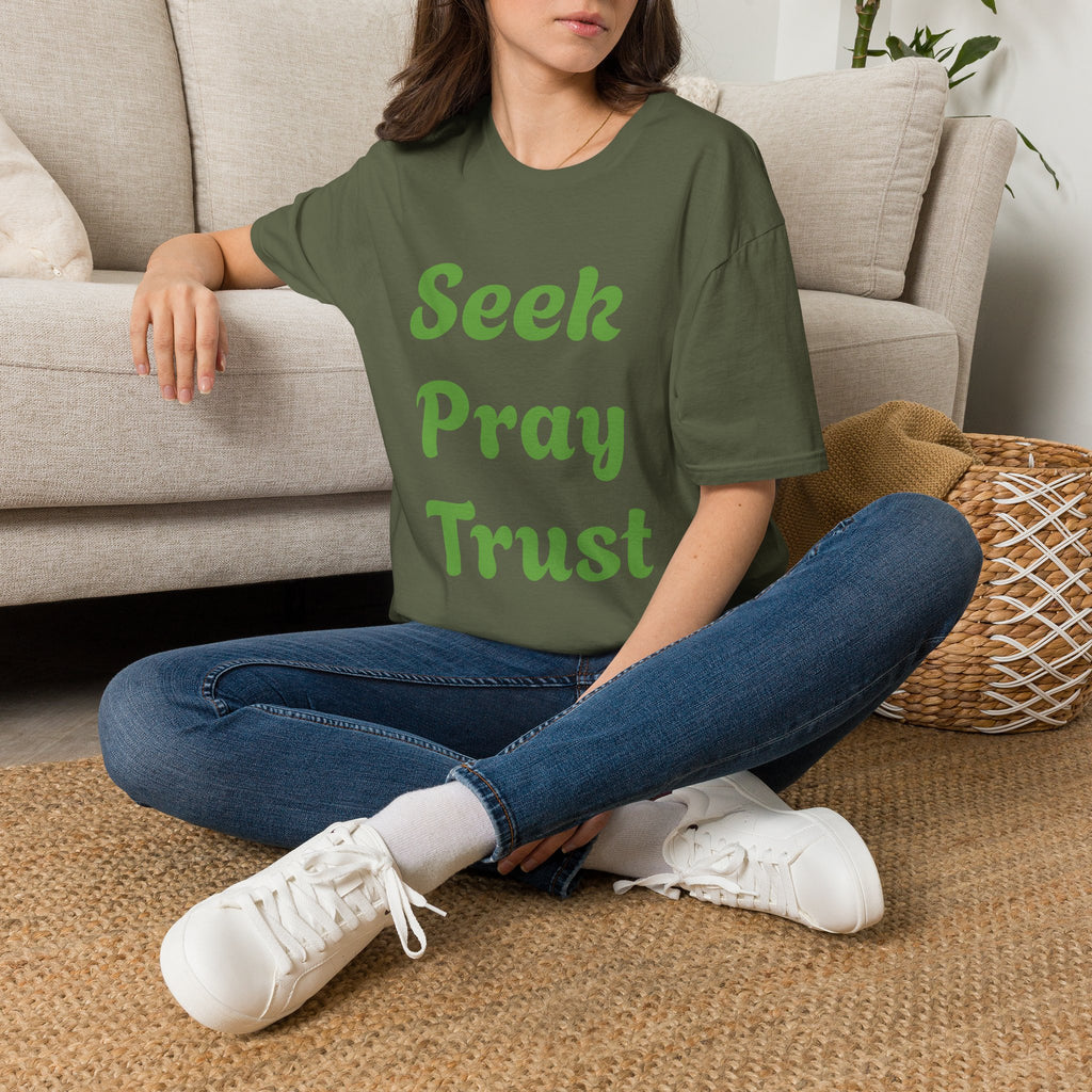 C.G.G.  “Seek Pray Trust”Softstyle T-Shirt (text on front)